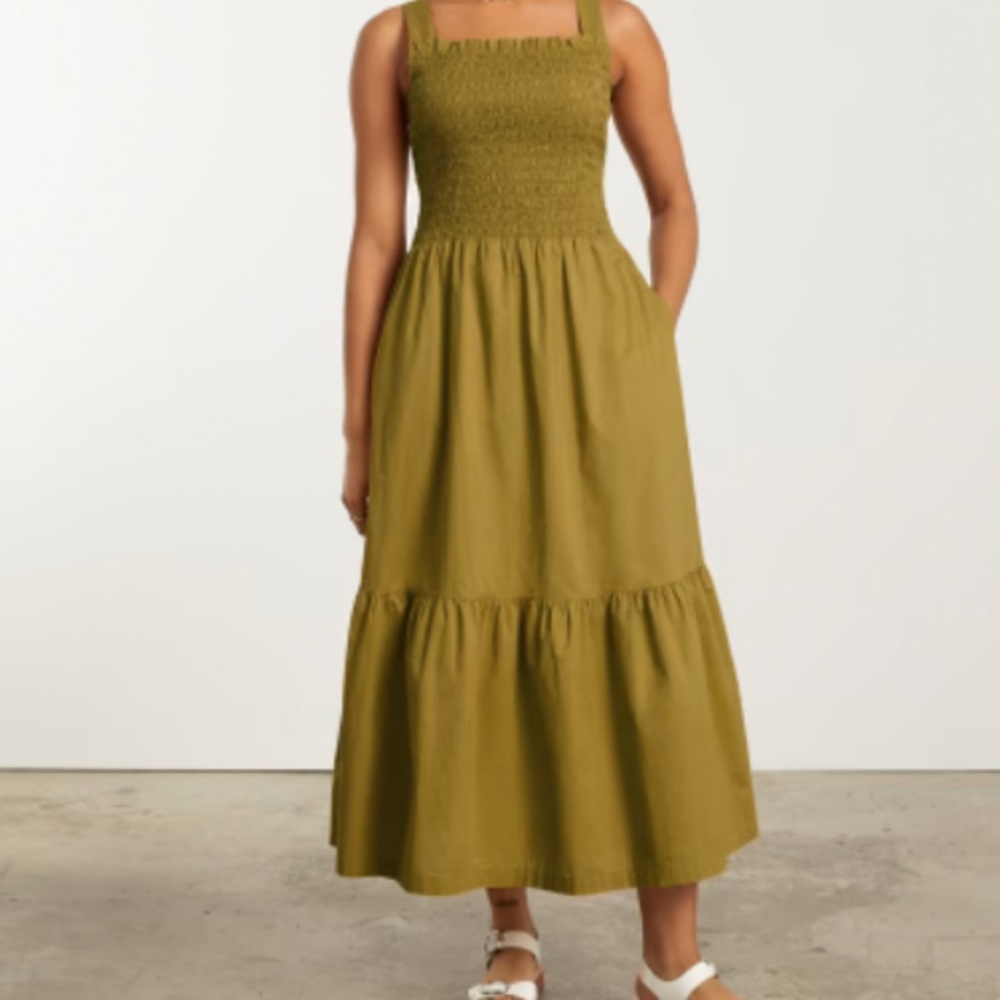 Everlane Elegant Black Sleeveless Maxi Dress Smock Cotton Poplin L NWT - Picture 2 of 4